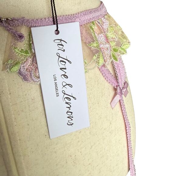 For Love & Lemons Floral Lace Garter Belt Lilac Size Small Gift For Her - Picture 4 of 5